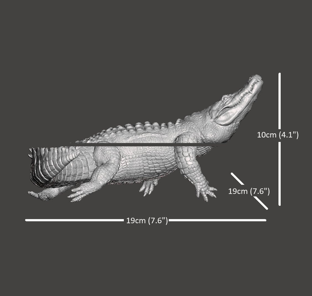 Endurance Alligator Set by Waterines — 3D sculpted magnetic resin alligator sculptures hunt in a glass coffee table.