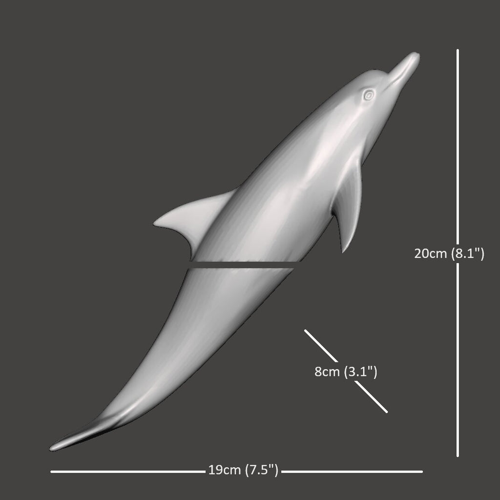 Harmony Dolphin Set by Waterines — 3D sculpted magnetic resin dolphin sculptures swim across a glass coffee table.