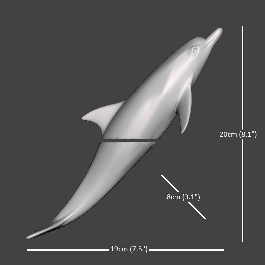 Harmony Dolphin Set by Waterines — 3D sculpted magnetic resin dolphin sculptures swim across a glass coffee table.