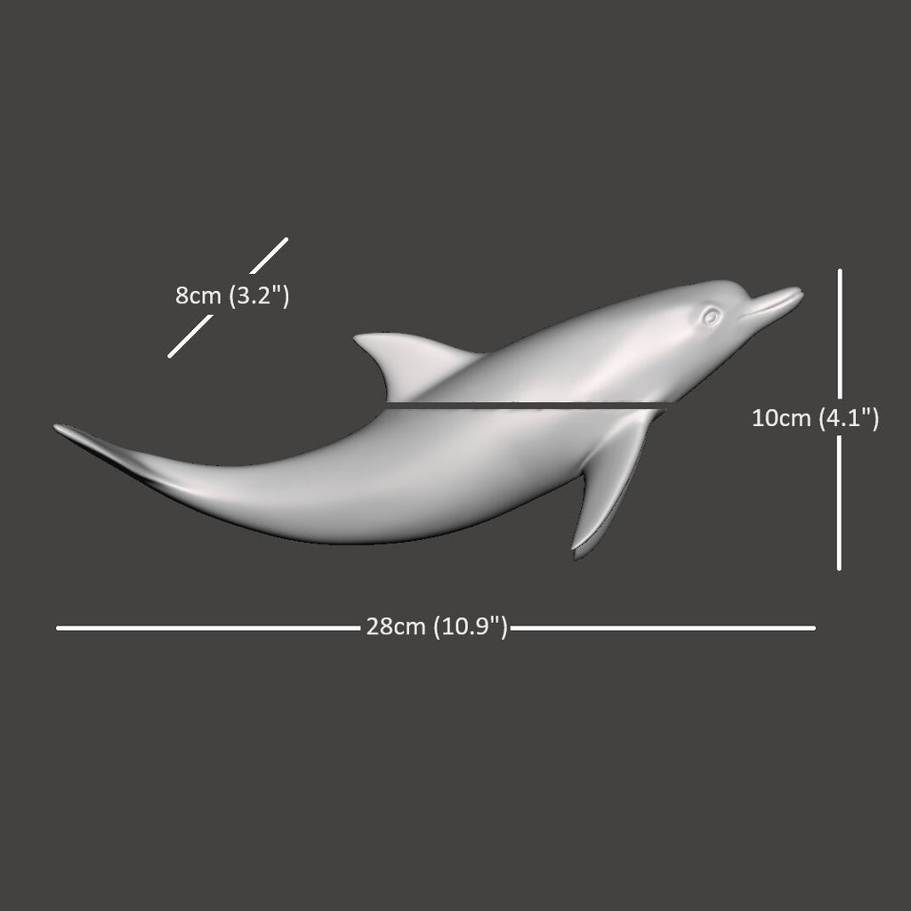 Harmony Dolphin Set by Waterines — 3D sculpted magnetic resin dolphin sculptures swim across a glass coffee table.